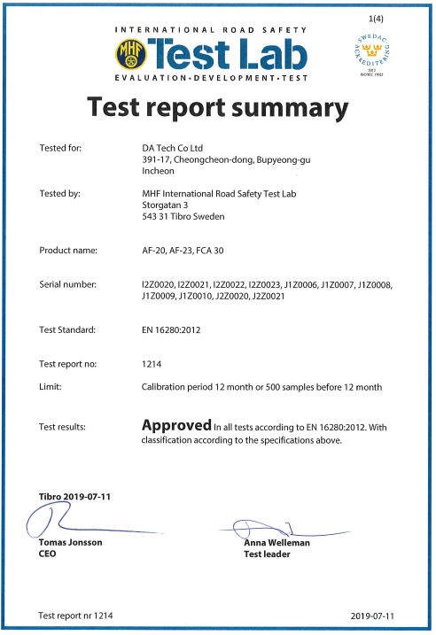 Chứng chỉ Test Lab Alcofind